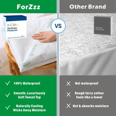 Bamboo Mattress Protector,Breathable Waterproof Mattress Cover,3D Air Fabric Cooling Bed Pad Cover, Deep Pocket 40cm(Double,Green)