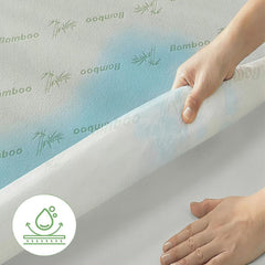 Bamboo Mattress Protector,Breathable Waterproof Mattress Cover,3D Air Fabric Cooling Bed Pad Cover, Deep Pocket 40cm(Queen,Green)