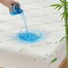 Bamboo Mattress Protector,Breathable Waterproof Mattress Cover,3D Air Fabric Cooling Bed Pad Cover, Deep Pocket 40cm(Super King,Green)