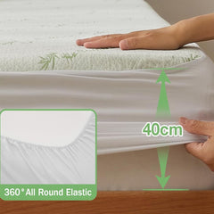 Bamboo Mattress Protector,Breathable Waterproof Mattress Cover,3D Air Fabric Cooling Bed Pad Cover, Deep Pocket 40cm(Super King,Green)