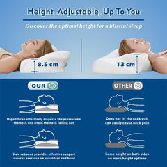 Cervical Neck Pillow for Neck Pain Relief, 2 in 1 Ergonomic Orthopedic Bed Pillow for Sleeping, Memory Foam Pillows for Side, Back & Stomach Sleepers with Removable Pillowcase(White)