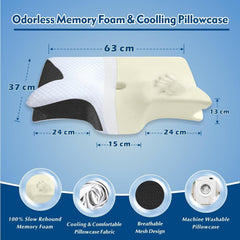 Cervical Neck Pillow for Neck Pain Relief, 2 in 1 Ergonomic Orthopedic Bed Pillow for Sleeping, Memory Foam Pillows for Side, Back & Stomach Sleepers with Removable Pillowcase(Black)
