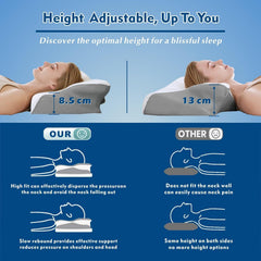Cervical Neck Pillow for Neck Pain Relief, 2 in 1 Ergonomic Orthopedic Bed Pillow for Sleeping, Memory Foam Pillows for Side, Back & Stomach Sleepers with Removable Pillowcase(Grey)