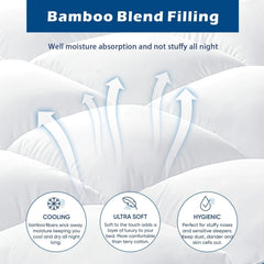 1000GSM Mattress Topper Viscose Derived from Bamboo, Thick Pillowtop Fitted Mattress Cover with 45cm Deep Skirt - Machine Washable Hypoallergenic(King,white)