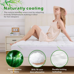 800GSM Mattress Topper Viscose Derived from Bamboo, Thick Pillowtop Fitted Mattress Cover with 45cm Deep Skirt - Machine Washable Hypoallergenic(King,Green)