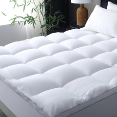 1000GSM Mattress Topper Viscose Derived from Bamboo, Thick Pillowtop Fitted Mattress Cover with 45cm Deep Skirt - Machine Washable Hypoallergenic(King Single,white)