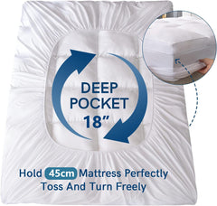 1000GSM Mattress Topper Viscose Derived from Bamboo, Thick Pillowtop Fitted Mattress Cover with 45cm Deep Skirt - Machine Washable Hypoallergenic(King Single,white)