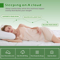 800GSM Mattress Topper Viscose Derived from Bamboo, Thick Pillowtop Fitted Mattress Cover with 45cm Deep Skirt - Machine Washable Hypoallergenic(Super King,Green)