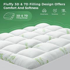 800GSM Mattress Topper Viscose Derived from Bamboo, Thick Pillowtop Fitted Mattress Cover with 45cm Deep Skirt - Machine Washable Hypoallergenic(Super King,Green)