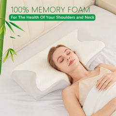 Cervical Neck Pillow for Neck Pain Relief, 2 in 1 Ergonomic Orthopedic Bed Pillow for Sleeping, Memory Foam Pillows for Side, Back & Stomach Sleepers with Removable Pillowcase