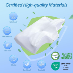 Cervical Neck Pillow for Neck Pain Relief, 2 in 1 Ergonomic Orthopedic Bed Pillow for Sleeping, Memory Foam Pillows for Side, Back & Stomach Sleepers with Removable Pillowcase