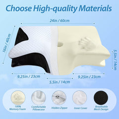 Cervical Neck Pillow for Neck Pain Relief, 2 in 1 Ergonomic Orthopedic Bed Pillow for Sleeping, Memory Foam Pillows for Side, Back & Stomach Sleepers with Removable Pillowcase