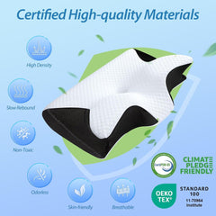 Cervical Neck Pillow for Neck Pain Relief, 2 in 1 Ergonomic Orthopedic Bed Pillow for Sleeping, Memory Foam Pillows for Side, Back & Stomach Sleepers with Removable Pillowcase