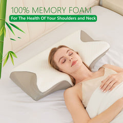 Cervical Neck Pillow for Neck Pain Relief, 2 in 1 Ergonomic Orthopedic Bed Pillow for Sleeping, Memory Foam Pillows for Side, Back & Stomach Sleepers with Removable Pillowcase