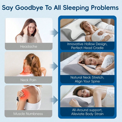 Cervical Neck Pillow for Neck Pain Relief, 2 in 1 Ergonomic Orthopedic Bed Pillow for Sleeping, Memory Foam Pillows for Side, Back & Stomach Sleepers with Removable Pillowcase