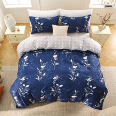 3 Piece Hotel Soft Microfiber Quilt Cover Set-2000TC Duvet/Donna Cover Set & Pillowcases -1 Quilt Cover Zipper Closure & 1 x Pillowcases-Breathable Bedding - Wrinkle, Fade, Stain Resistant(Navy Floral,Double)