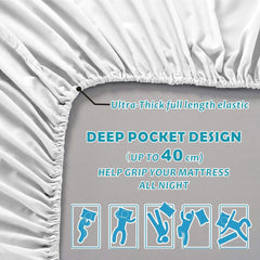 4 Piece Bed Sheet Set- Bedding Sheets & Pillowcases -Breathable Bedding - Wrinkle, Fade, Stain Resistant-Deep Pocket Flat Fitted Bed Sheet Set(White,Double)