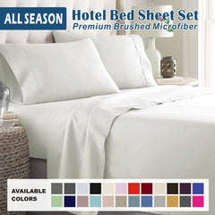 4 Piece Bed Sheet Set- Bedding Sheets & Pillowcases -Breathable Bedding - Wrinkle, Fade, Stain Resistant-Deep Pocket Flat Fitted Bed Sheet Set(Raw white,Double)