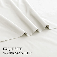4 Piece Bed Sheet Set- Bedding Sheets & Pillowcases -Breathable Bedding - Wrinkle, Fade, Stain Resistant-Deep Pocket Flat Fitted Bed Sheet Set(Raw white,Double)