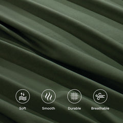 4 Piece Bed Sheet Set- Bedding Sheets & Pillowcases -Breathable Bedding - Wrinkle, Fade, Stain Resistant-Deep Pocket Flat Fitted Bed Sheet Set(Olive green,Double)