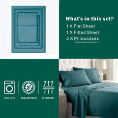 4 Piece Bed Sheet Set- Bedding Sheets & Pillowcases -Breathable Bedding - Wrinkle, Fade, Stain Resistant-Deep Pocket Flat Fitted Bed Sheet Set(Biscay blue,Double)