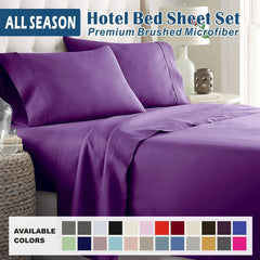 4 Piece Bed Sheet Set- Bedding Sheets & Pillowcases -Breathable Bedding - Wrinkle, Fade, Stain Resistant-Deep Pocket Flat Fitted Bed Sheet Set(Purple,Double)