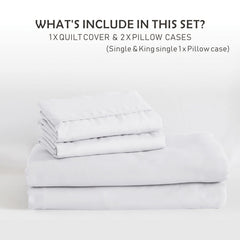 3 Piece Hotel Soft Microfiber Quilt Cover Set-2000TC Duvet/Donna Cover Set & Pillowcases -1 Quilt Cover Zipper Closure & 1 x Pillowcases-Breathable Bedding - Wrinkle, Fade, Stain Resistant(White,King)