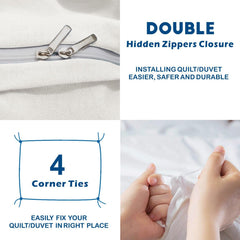 3 Piece Hotel Soft Microfiber Quilt Cover Set-2000TC Duvet/Donna Cover Set & Pillowcases -1 Quilt Cover Zipper Closure & 1 x Pillowcases-Breathable Bedding - Wrinkle, Fade, Stain Resistant(Raw white,King)