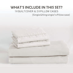 3 Piece Hotel Soft Microfiber Quilt Cover Set-2000TC Duvet/Donna Cover Set & Pillowcases -1 Quilt Cover Zipper Closure & 1 x Pillowcases-Breathable Bedding - Wrinkle, Fade, Stain Resistant(Raw white,King)