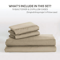 3 Piece Hotel Soft Microfiber Quilt Cover Set-2000TC Duvet/Donna Cover Set & Pillowcases -1 Quilt Cover Zipper Closure & 1 x Pillowcases-Breathable Bedding - Wrinkle, Fade, Stain Resistant(Camel Beige,King)