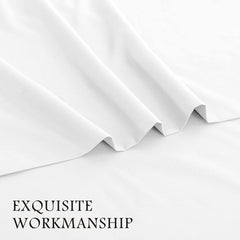 4 Piece Bed Sheet Set- Bedding Sheets & Pillowcases -Breathable Bedding - Wrinkle, Fade, Stain Resistant-Deep Pocket Flat Fitted Bed Sheet Set(White,King)