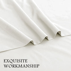 4 Piece Bed Sheet Set- Bedding Sheets & Pillowcases -Breathable Bedding - Wrinkle, Fade, Stain Resistant-Deep Pocket Flat Fitted Bed Sheet Set(Raw white,King)