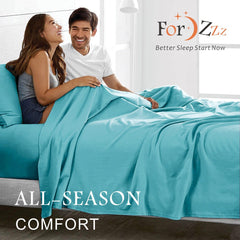 4 Piece Bed Sheet Set- Bedding Sheets & Pillowcases -Breathable Bedding - Wrinkle, Fade, Stain Resistant-Deep Pocket Flat Fitted Bed Sheet Set(Ice Blue,King)