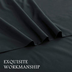 4 Piece Bed Sheet Set- Bedding Sheets & Pillowcases -Breathable Bedding - Wrinkle, Fade, Stain Resistant-Deep Pocket Flat Fitted Bed Sheet Set(Black,King)