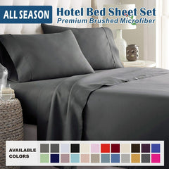 4 Piece Bed Sheet Set- Bedding Sheets & Pillowcases -Breathable Bedding - Wrinkle, Fade, Stain Resistant-Deep Pocket Flat Fitted Bed Sheet Set(Dark gray,King)