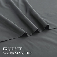 4 Piece Bed Sheet Set- Bedding Sheets & Pillowcases -Breathable Bedding - Wrinkle, Fade, Stain Resistant-Deep Pocket Flat Fitted Bed Sheet Set(Dark gray,King)