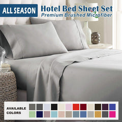 4 Piece Bed Sheet Set- Bedding Sheets & Pillowcases -Breathable Bedding - Wrinkle, Fade, Stain Resistant-Deep Pocket Flat Fitted Bed Sheet Set(Silver-gray,King)