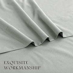 4 Piece Bed Sheet Set- Bedding Sheets & Pillowcases -Breathable Bedding - Wrinkle, Fade, Stain Resistant-Deep Pocket Flat Fitted Bed Sheet Set(Silver-gray,King)