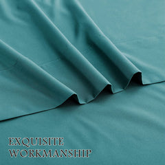 3 Piece Bed Sheet Set- Bedding Sheets & Pillowcases -Breathable Bedding - Wrinkle, Fade, Stain Resistant-Deep Pocket Flat Fitted Bed Sheet Set(Biscay blue,King Single)