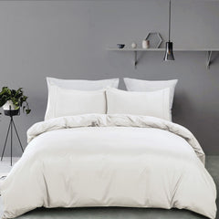3 Piece Hotel Soft Microfiber Quilt Cover Set-2000TC Duvet/Donna Cover Set & Pillowcases -1 Quilt Cover Zipper Closure & 1 x Pillowcases-Breathable Bedding - Wrinkle, Fade, Stain Resistant(Raw white,Queen)