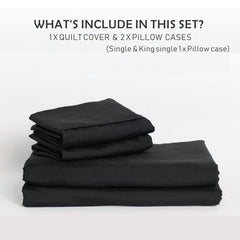 3 Piece Hotel Soft Microfiber Quilt Cover Set-2000TC Duvet/Donna Cover Set & Pillowcases -1 Quilt Cover Zipper Closure & 1 x Pillowcases-Breathable Bedding - Wrinkle, Fade, Stain Resistant(Black,Queen)