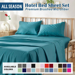 4 Piece Bed Sheet Set- Bedding Sheets & Pillowcases -Breathable Bedding - Wrinkle, Fade, Stain Resistant-Deep Pocket Flat Fitted Bed Sheet Set(Biscay blue,Queen)