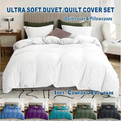 3 Piece Hotel Soft Microfiber Quilt Cover Set-2000TC Duvet/Donna Cover Set & Pillowcases -1 Quilt Cover Zipper Closure & 1 x Pillowcases-Breathable Bedding - Wrinkle, Fade, Stain Resistant(White,Super King)
