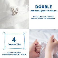 3 Piece Hotel Soft Microfiber Quilt Cover Set-2000TC Duvet/Donna Cover Set & Pillowcases -1 Quilt Cover Zipper Closure & 1 x Pillowcases-Breathable Bedding - Wrinkle, Fade, Stain Resistant(White,Super King)