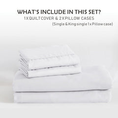 3 Piece Hotel Soft Microfiber Quilt Cover Set-2000TC Duvet/Donna Cover Set & Pillowcases -1 Quilt Cover Zipper Closure & 1 x Pillowcases-Breathable Bedding - Wrinkle, Fade, Stain Resistant(White,Super King)