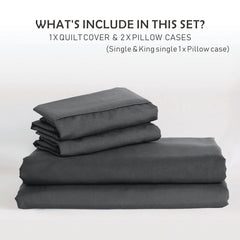 3 Piece Hotel Soft Microfiber Quilt Cover Set-2000TC Duvet/Donna Cover Set & Pillowcases -1 Quilt Cover Zipper Closure & 1 x Pillowcases-Breathable Bedding - Wrinkle, Fade, Stain Resistant(Dark gray,Super King)