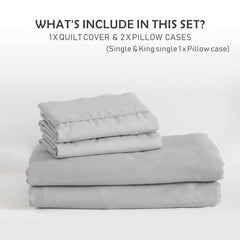 3 Piece Hotel Soft Microfiber Quilt Cover Set-2000TC Duvet/Donna Cover Set & Pillowcases -1 Quilt Cover Zipper Closure & 1 x Pillowcases-Breathable Bedding - Wrinkle, Fade, Stain Resistant(Silver-gray,Super King)