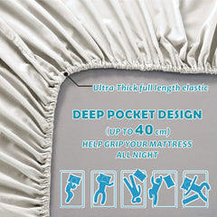 4 Piece Bed Sheet Set- Bedding Sheets & Pillowcases -Breathable Bedding - Wrinkle, Fade, Stain Resistant-Deep Pocket Flat Fitted Bed Sheet Set(Raw white,Super King)