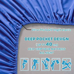 4 Piece Bed Sheet Set- Bedding Sheets & Pillowcases -Breathable Bedding - Wrinkle, Fade, Stain Resistant-Deep Pocket Flat Fitted Bed Sheet Set(Royal blue,Super King)
