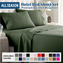 4 Piece Bed Sheet Set- Bedding Sheets & Pillowcases -Breathable Bedding - Wrinkle, Fade, Stain Resistant-Deep Pocket Flat Fitted Bed Sheet Set(Olive green,Super King)